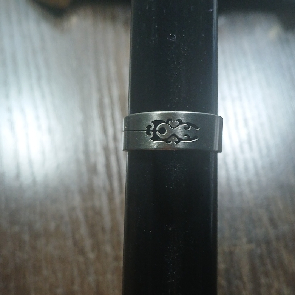 Men's Silver Ring with Tribal Design 9.5